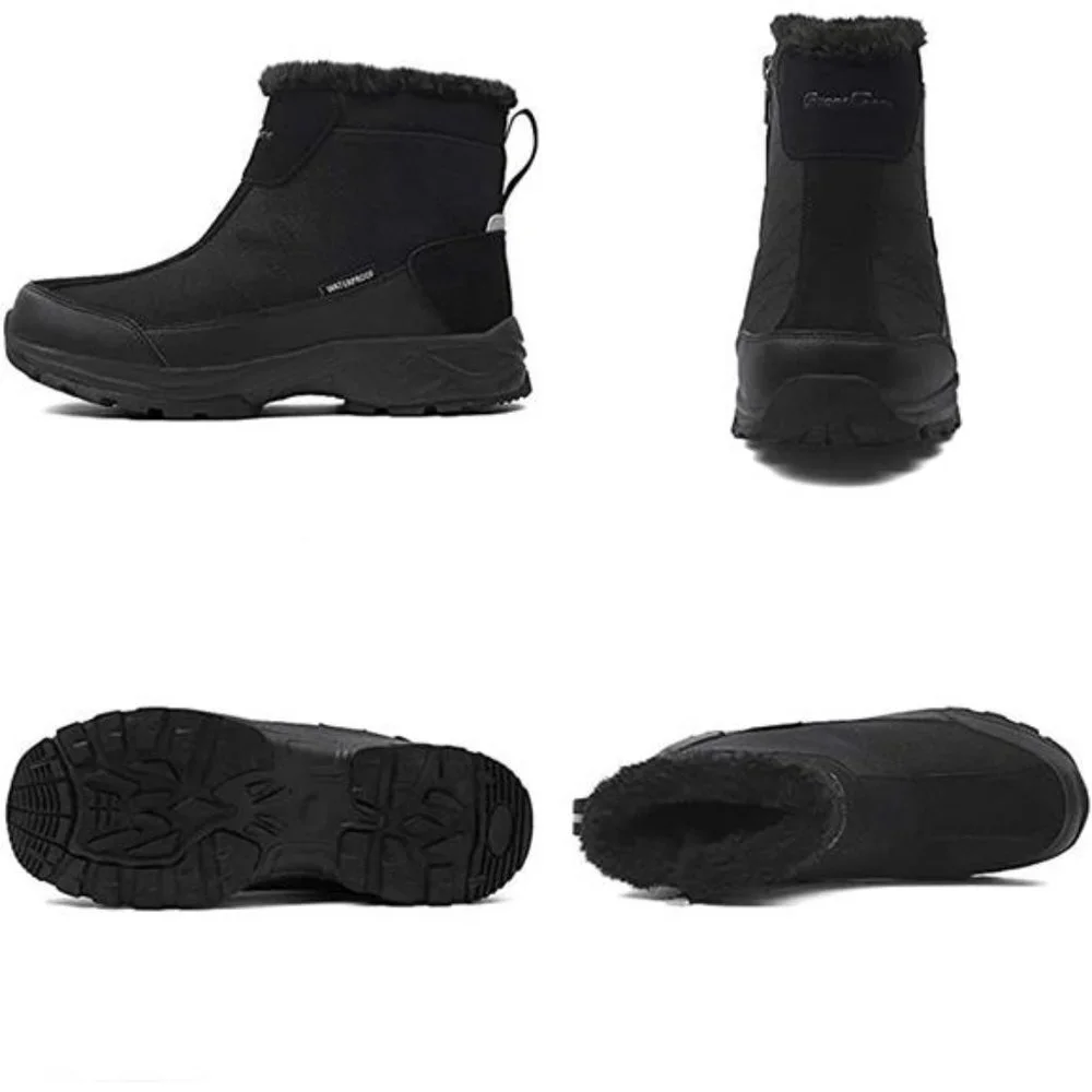 Men's Warm Snow Boots, Fur Lined Waterproof Winter Shoes